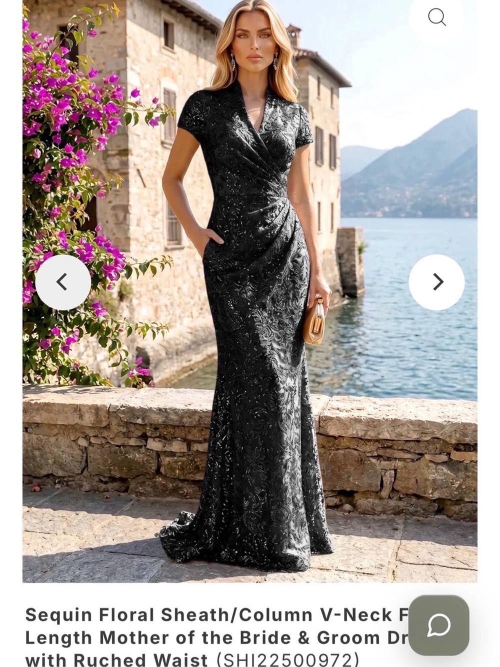 BloomChic Black Sequin Floral Sheath Maxi Dress
